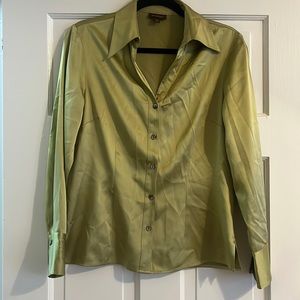 100% silk green blouse